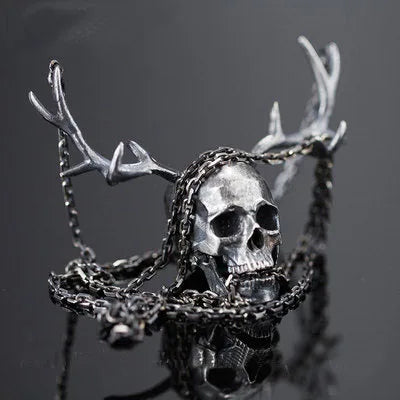 Vintage Skull Stainless Steel Pendant Necklace