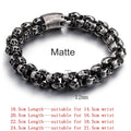 12/15mm Evil Ghost Head Skull Chain Bracelet Men 316L Stainless Steel Punk Shiny Matte Biker Rock Demon Jewelry