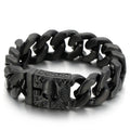 Fongten Gothic Skull Bracelets For Men Ancient Silver Color Stainless Steel Cuban Chain Heavy Bracelet Bangle Jewelry Wholesale