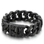Fongten Gothic Skull Bracelets For Men Ancient Silver Color Stainless Steel Cuban Chain Heavy Bracelet Bangle Jewelry Wholesale
