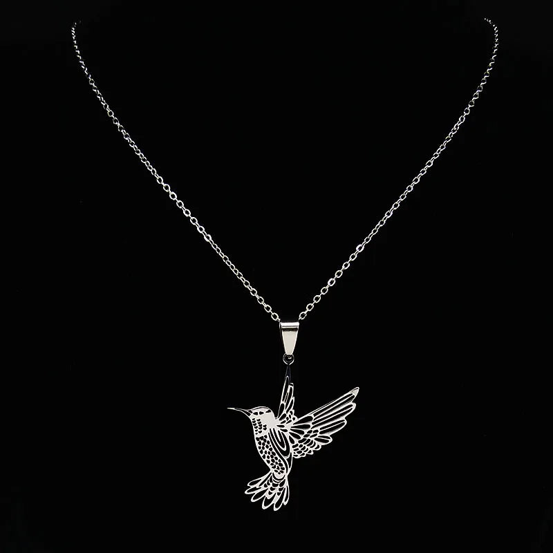 Hummingbird Pendant Necklace — Stainless Steel