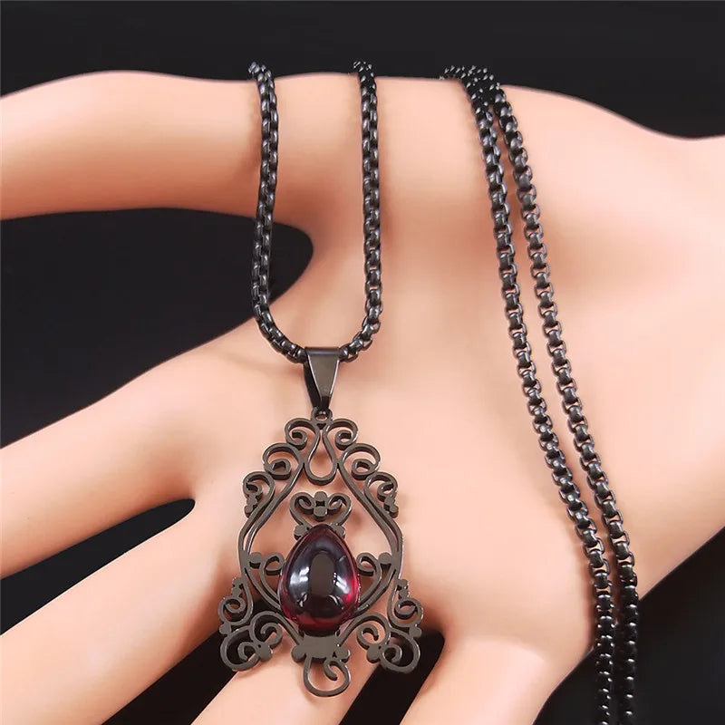 Gothic Flower Pendant Necklace — Stainless Steel