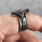 Jesus Cross Ring Good Friday Amulet for Men — Stainless Steel