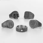 Retro Black Spot Geometry Skull Stainless Steel Mens Rings Simple for Male Boyfriend Biker Jewelry Creativity Gift
