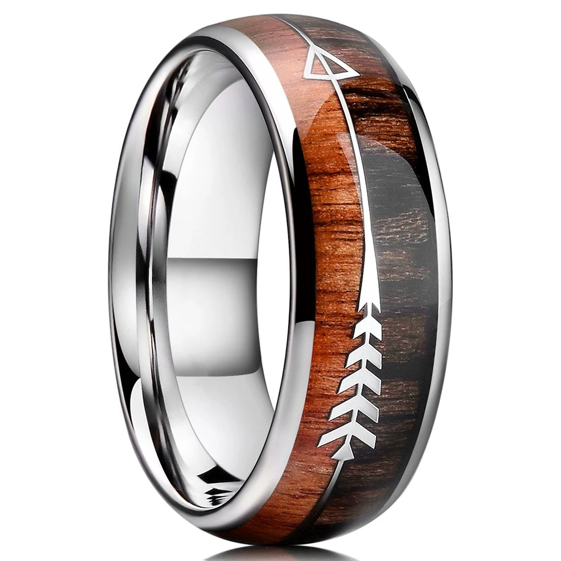 Fashion 8mm Silver Color Men Stainless Steel Ring Inlay Colorful Abalone Shell Rings For Men Women Wedding Band Jewelry Gifts