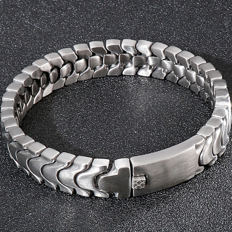 Brushed Man Bracelet for Men 12MM Matte Solid Stainless Steel Men's On Hand Bands Bracelets Male Jewelry Iron Mannen