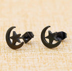 Punk Open Star Stud Earrings Everyday Wear — Stainless Steel