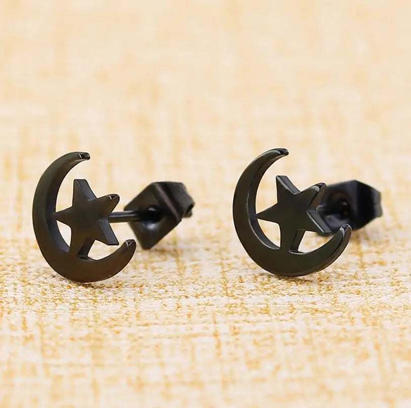 Punk Open Star Stud Earrings Everyday Wear — Stainless Steel
