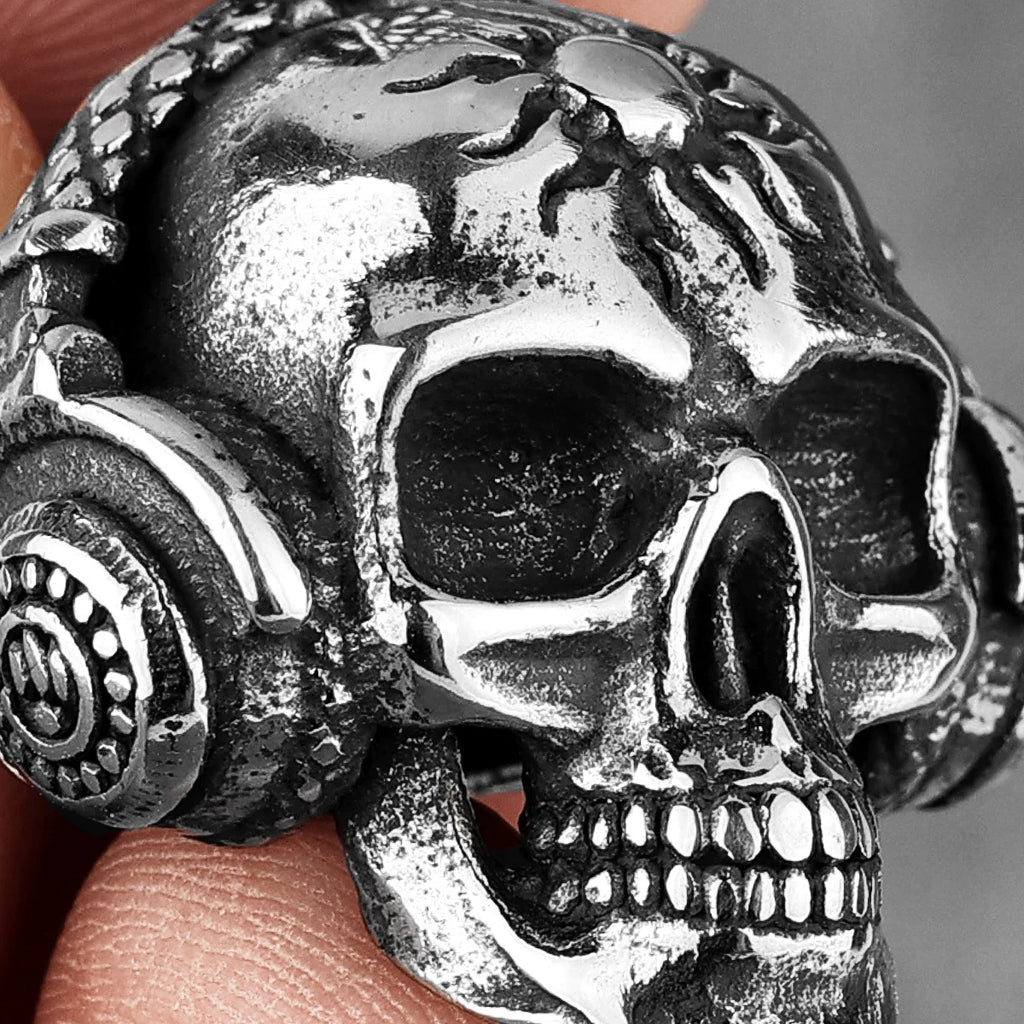 Headphone Skull Pendant Necklace — Stainless Steel