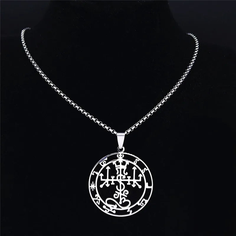 Satan Symbol Silver Pendant Necklace — Stainless Steel