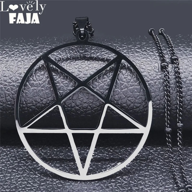 Pentagram Witchcraft Chain Necklace — Stainless Steel