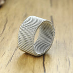 Mesh Flat Chain Band Ring — Stainless Steel