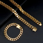 Miami Curb Cuban Chain Necklace & Bracelet 14mm — Stainless Steel
