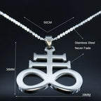 Cross Silver Pendant Satan Church Symbol Kolye