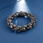 12/15mm Evil Ghost Head Skull Chain Bracelet Men 316L Stainless Steel Punk Shiny Matte Biker Rock Demon Jewelry
