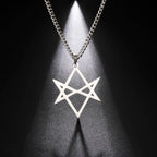 Thelema Unicursal Hexagonal Symbol Men's Stainless Steel Necklace Vintage Simple Pendant Religious Talisman Emblem