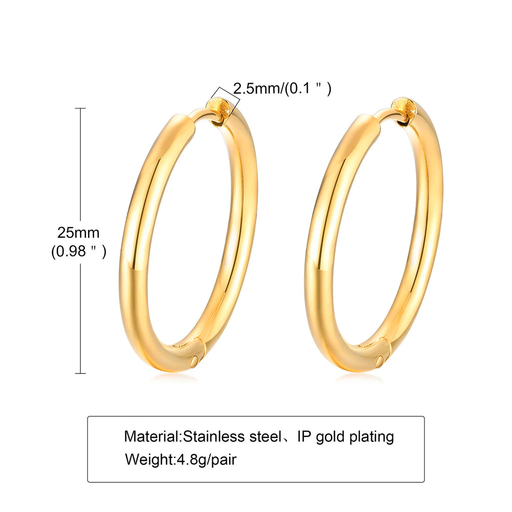 Minimal Huggie Hoop Earrings — Stainless Steel