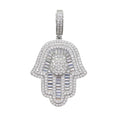 New Hamsa Hand Pendant Necklace 5mm Tennis Chain Hip Hop Iced Out Cubic Zirconia Sliver Color 5A CZ Stone Charm Jewelry