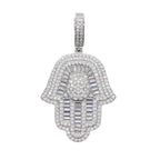 New Hamsa Hand Pendant Necklace 5mm Tennis Chain Hip Hop Iced Out Cubic Zirconia Sliver Color 5A CZ Stone Charm Jewelry