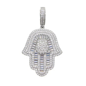 Iced Out Hamsa Hand Pendant Necklace — CZ Tennis Chain, 5MM