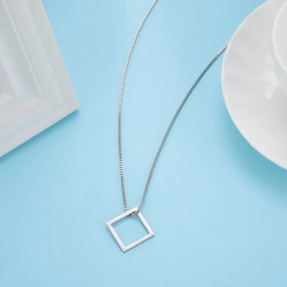 My Shape Punk Triangle Square Stacking Necklaces for Men Stainless Steel Geometric Pendant Necklace Fashion Male Hip Hop Jewelry
