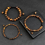 Natural Tiger Eye Stone Braided Beaded Bracelet, Adjustable