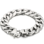 Matte Stainless Steel Men's Wrist Bracelet for Man 15MM Wide Iron On Hand Chain Bracelets Homme Bangle Bikers Jewelry