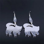 Skull Cat Silver Earrings Gothic Dangle Small