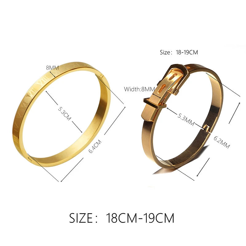 Luxury Roman Royal Classic Titanium Steel Hemp Rope Buckle Open Bangle Bracelets Fashion Type C Twisted Numeral For Men