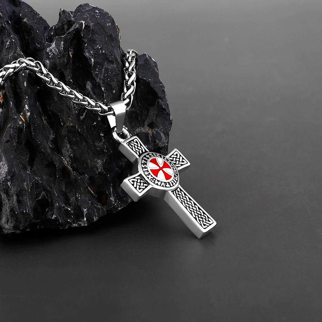 Shield Cross Stainless Steel Pendant Necklace