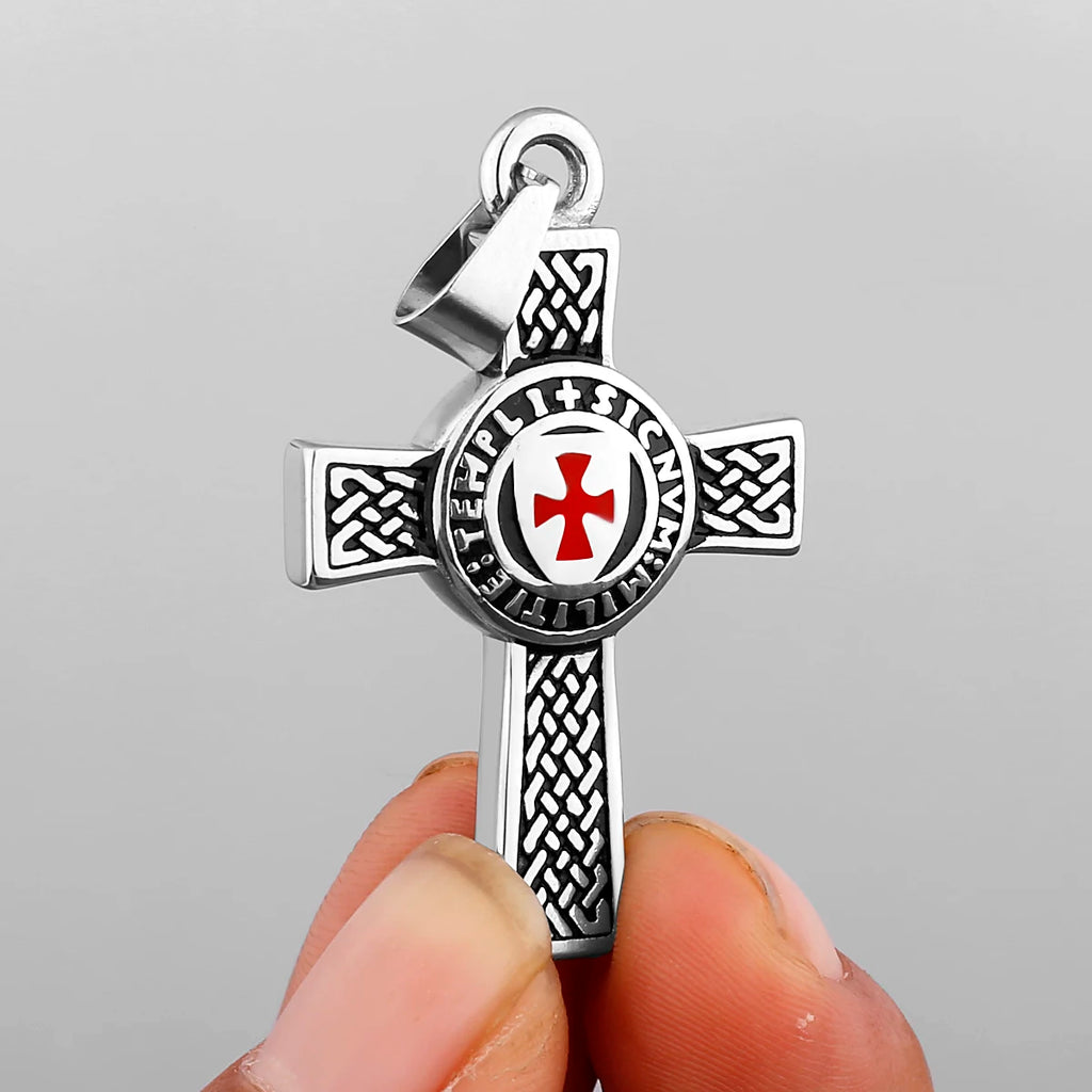 Shield Cross Stainless Steel Pendant Necklace