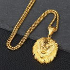 Iced Out Long Hair Lion Head Pendant