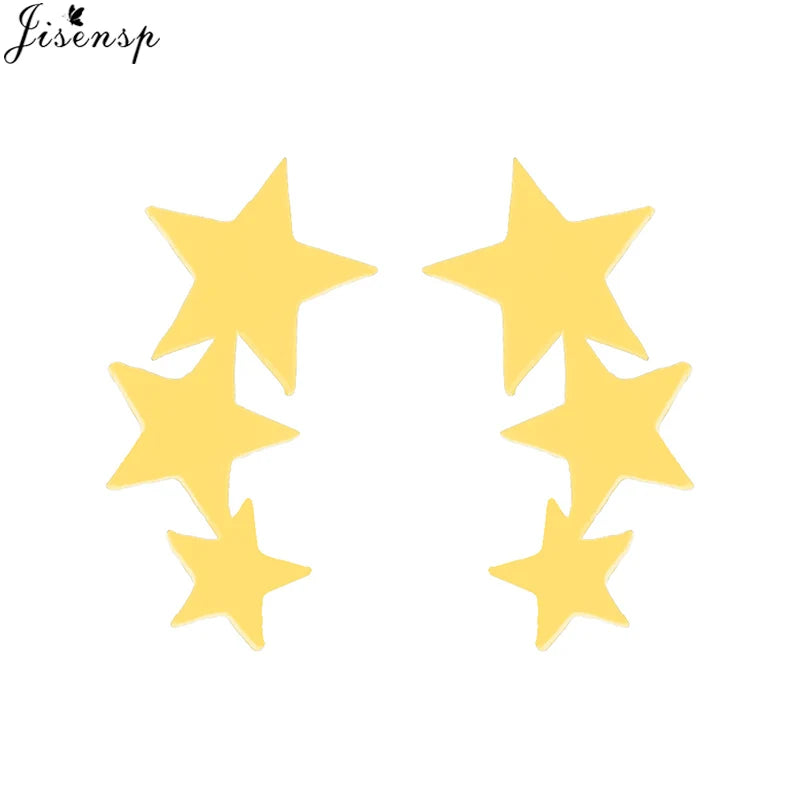 Punk Open Star Stud Earrings Everyday Wear — Stainless Steel