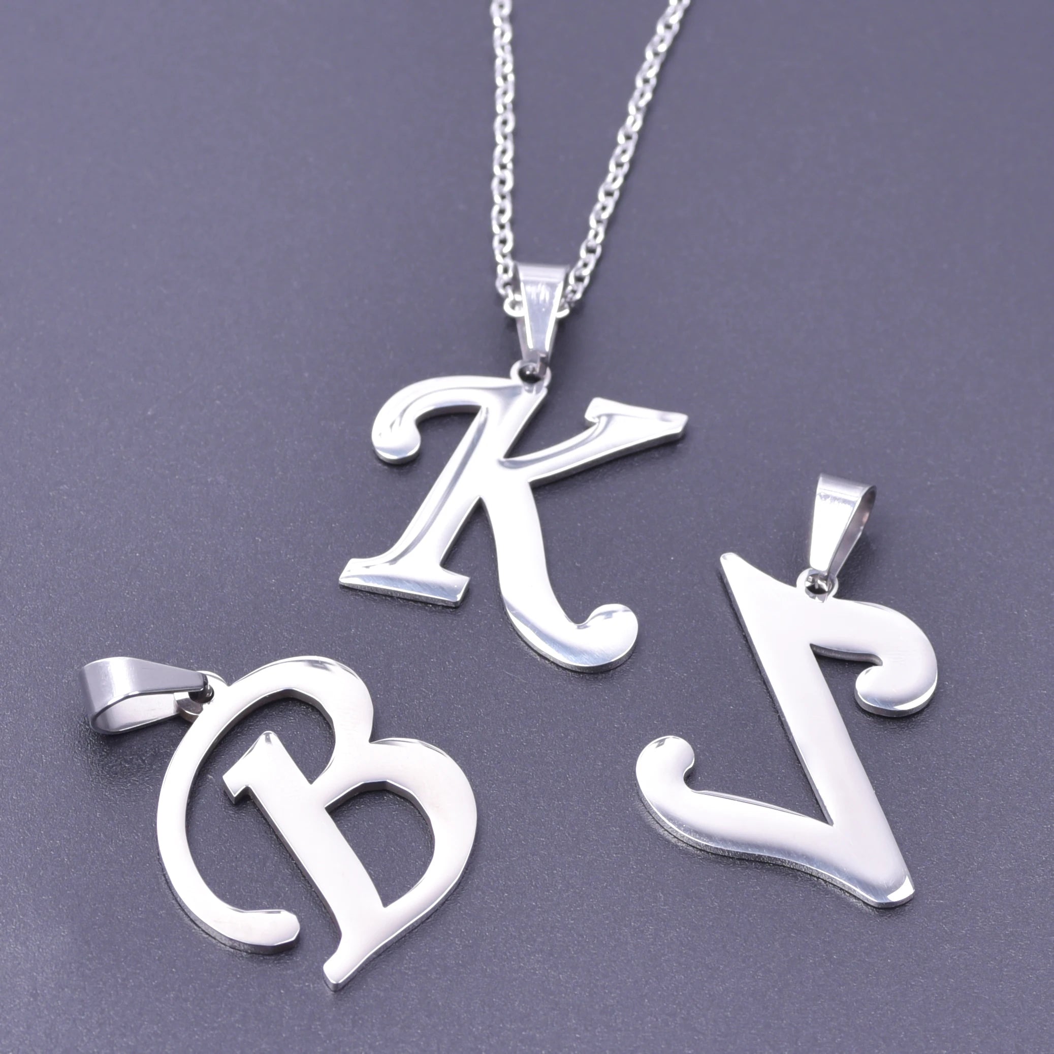26 Letters Necklace Stainless Steel Initial Necklaces For Women Men Pendant Big Alphabet Chain On The Neck Choker