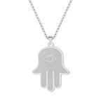 Hamsa Evil Eye Pendant Necklace — Stainless