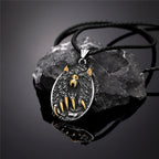 Viking Fenrir Wolf Claw Necklace Odin Norse Rune Gold Color Stainless Steel Pendant Amulet Retro Icelandic Jewelry Gift