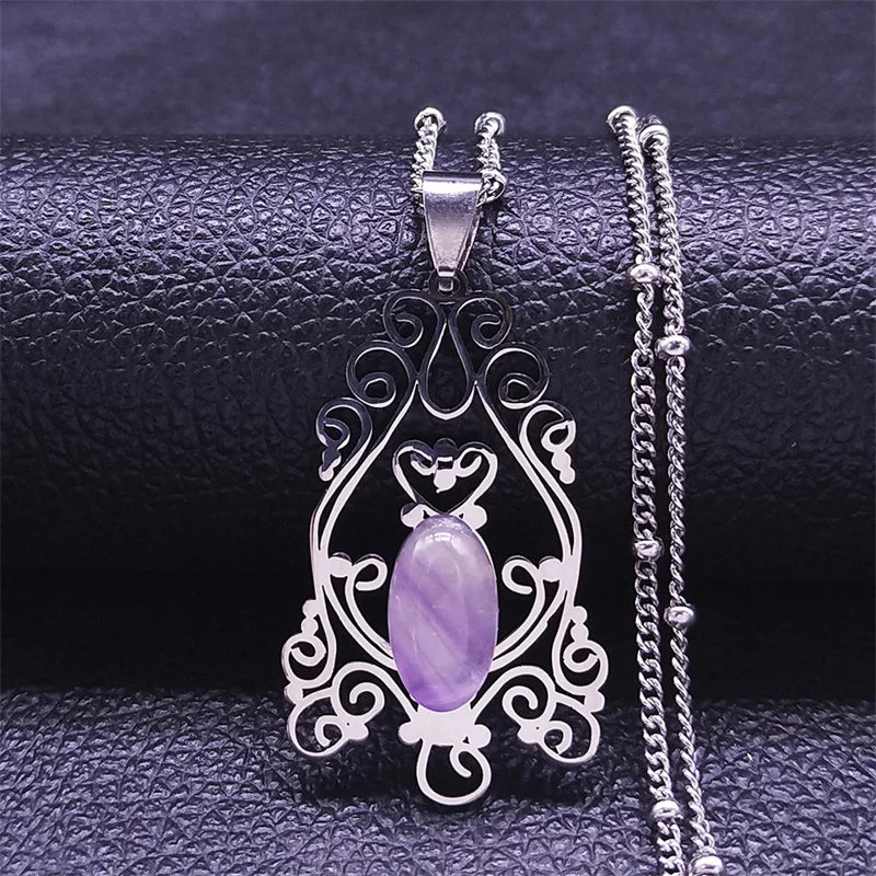 Gothic Flower Pendant Necklace — Stainless Steel