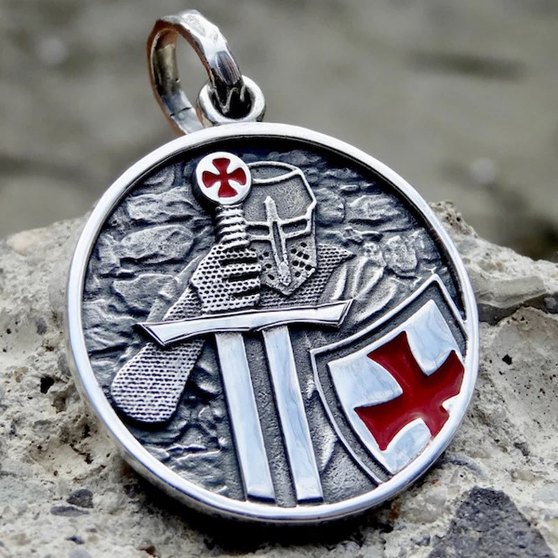 Knight Templar Cross Stainless Steel Pendant Necklace