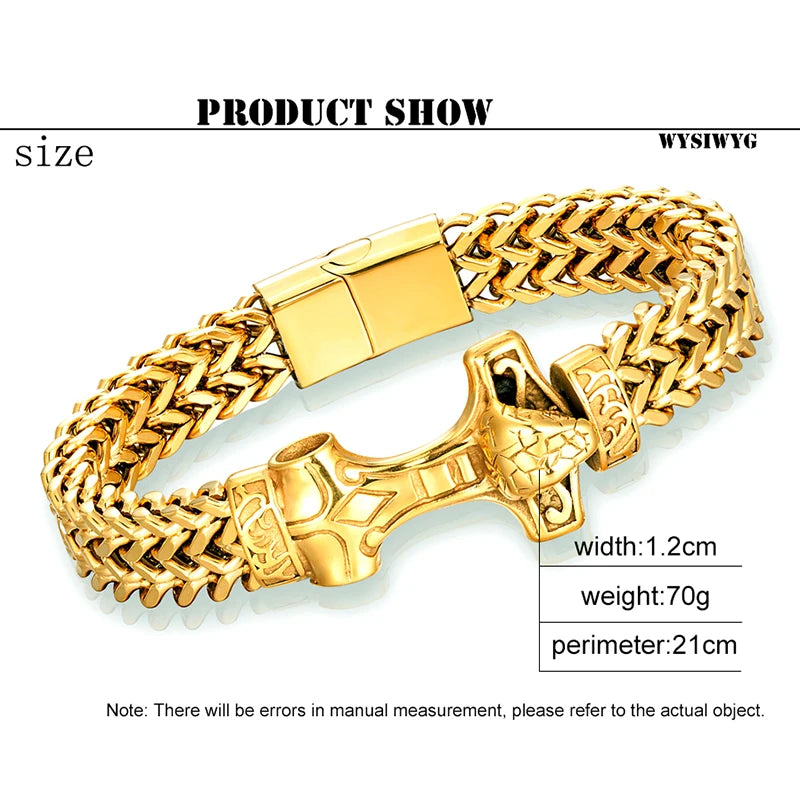 New Men's Vintage Viking Bracelet Women's Amulet Thor Viking Rune Craft Charm Stainless Steel Bracelet Luxury Jewelry