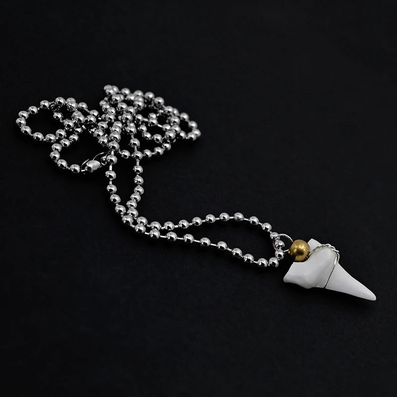 Hawaiian Surfer Shark Tooth Choker Necklace — Stainless Steel