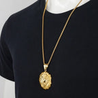 Iced Out Long Hair Lion Head Pendant