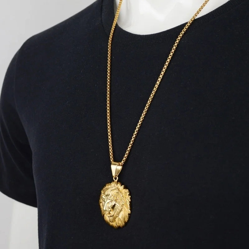 Iced Out Long Hair Lion Head Pendant