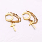 Cross Huggie Hoop Earrings — Stainless