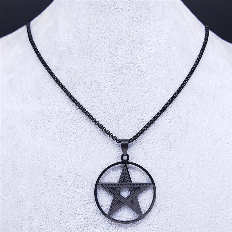 Star Steel Pendant Divination Witchcraft Pentagram