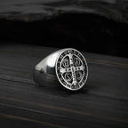 Saint Benedict Cross Men Rings Punk Hip Hop for Boyfriend Male Stainless Steel Jewelry Creativity Gift Wholesale