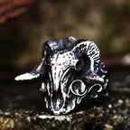 Beier 316L Stainless Steel Ancient dish Sheep cattle head Skull Ring Messenger of hell satan Personality Fashion