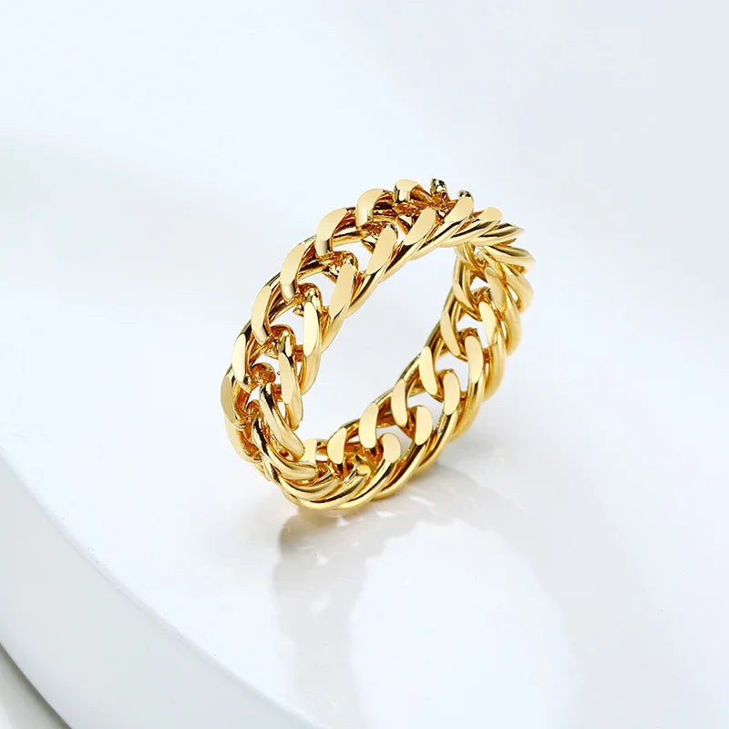 Cuban Ring, Curb Chain Ring, Stainless Steel Miami Link Rings,Streetwear Fashion Hip Pop Cool Ring, Everyday Jewelry 3 to 7 MM