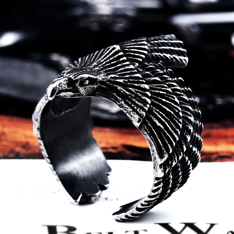 BEIER Stainless steel Thor Hammer Viking Amulet Viking Raven Ring Scandinavian Jewelry man Ring BR8-296