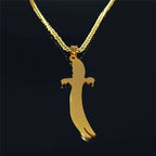 Islam Broadsword Stainless Steel Chain Necklaces Gold Color Long Necklace Pendant Men Jewelry colier homme N437S05