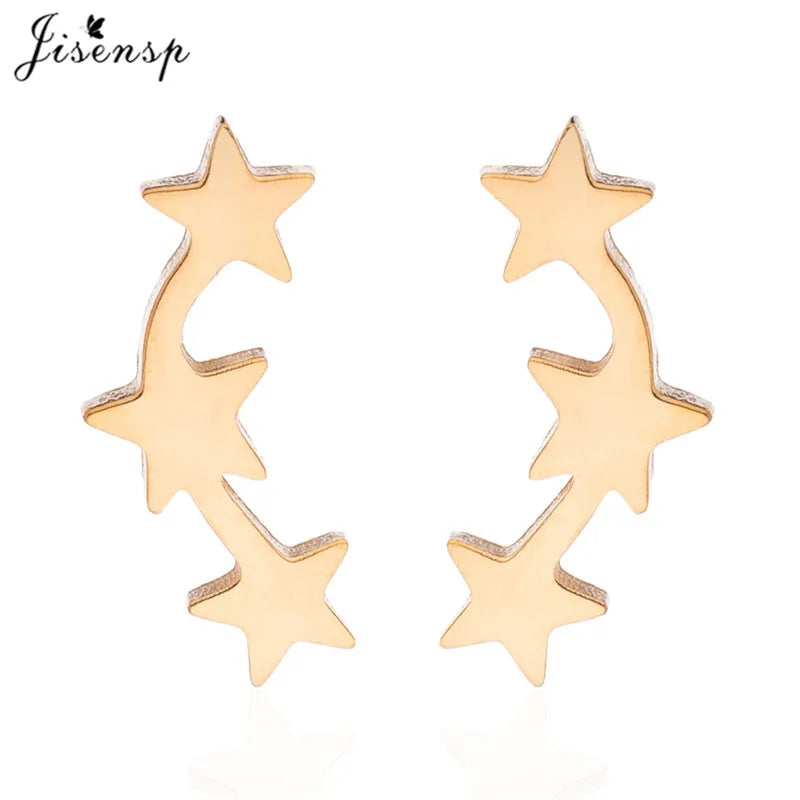 Punk Open Star Stud Earrings Everyday Wear — Stainless Steel